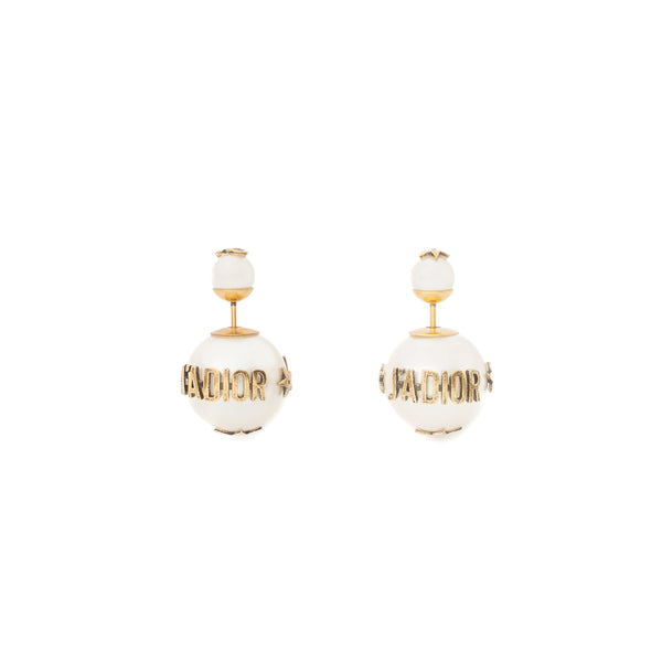 Dior J’adior Round Pearl Earring Gold Tone