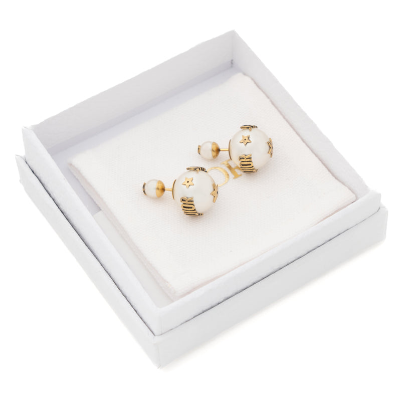 Dior J’adior Round Pearl Earring Gold Tone