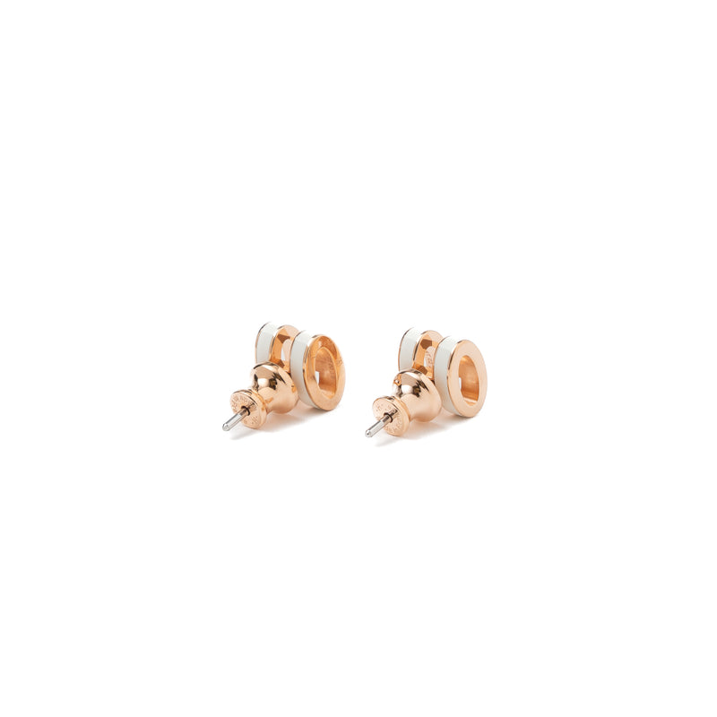 Hermes Mini Pop H Earrings White RGHW
