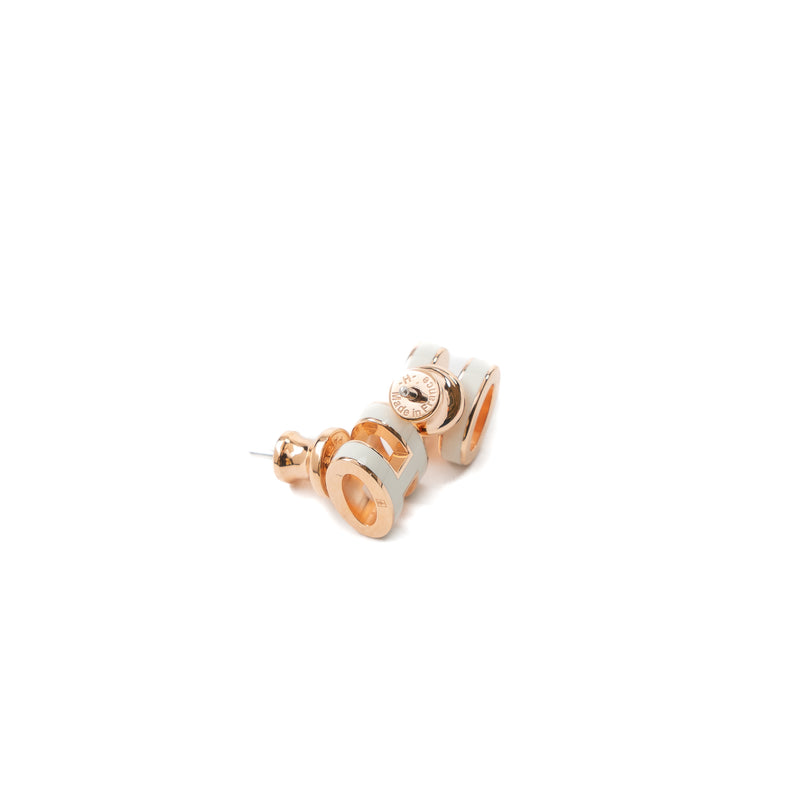 Hermes Mini Pop H Earrings White RGHW