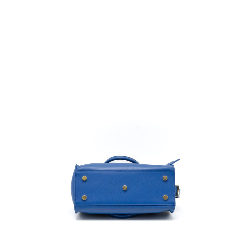 Saint Laurent Cabas Tote Bag Calfskin Blue GHW