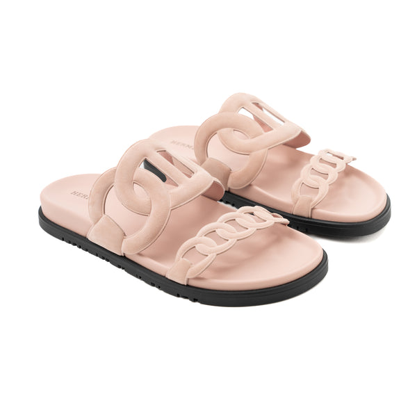 Hermes Size 38 Femme Extra Chevre Velours Rose Opaline