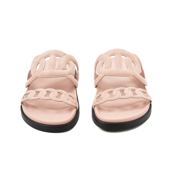 Hermes Size 38 Femme Extra Chevre Velours Rose Opaline