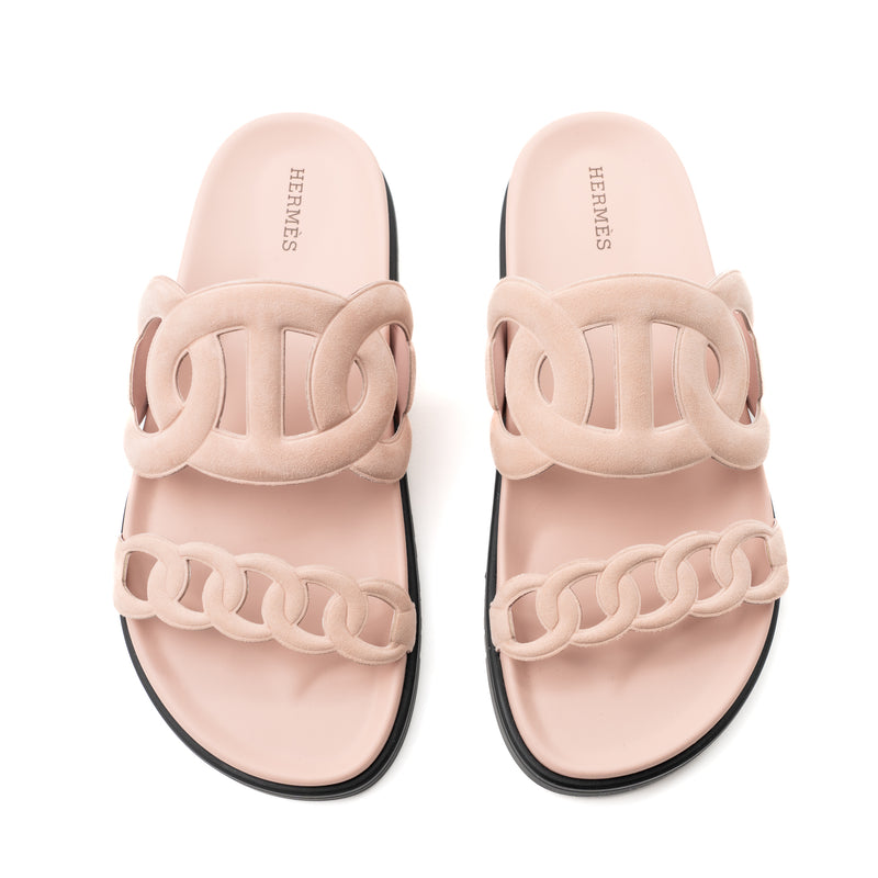 Hermes Size 38 Femme Extra Chevre Velours Rose Opaline