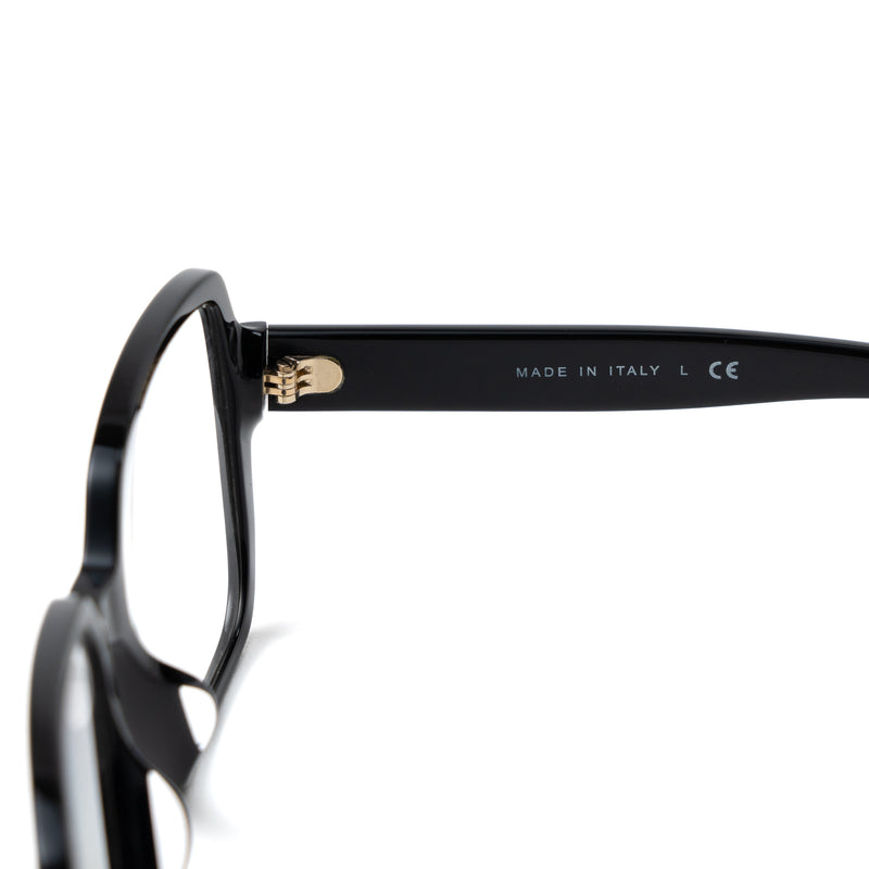 Chanel Square Glasses Frame With Letter Black Light Gold Tone