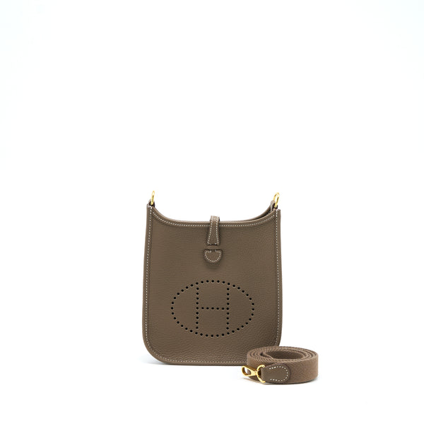 Hermes Mini Evelyne Clemence Etoupe GHW Stamp Z
