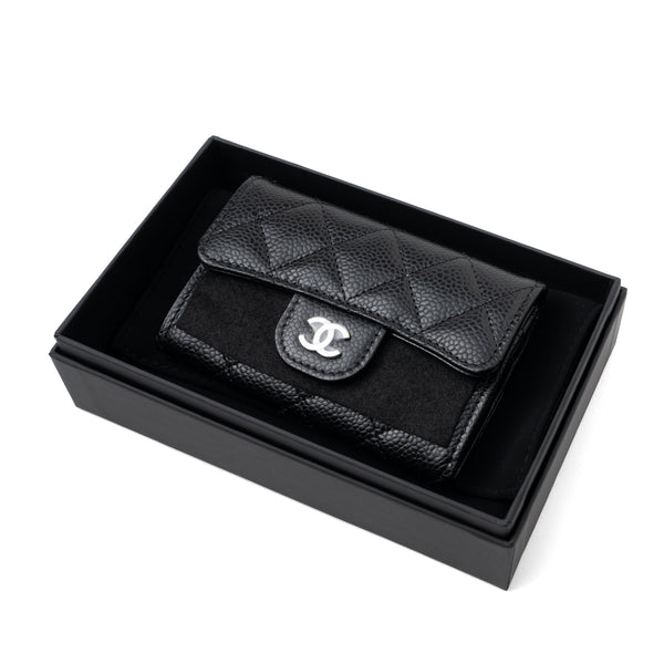 Chanel Classic Flap Card Holder Caviar Black SHW (Hologram)