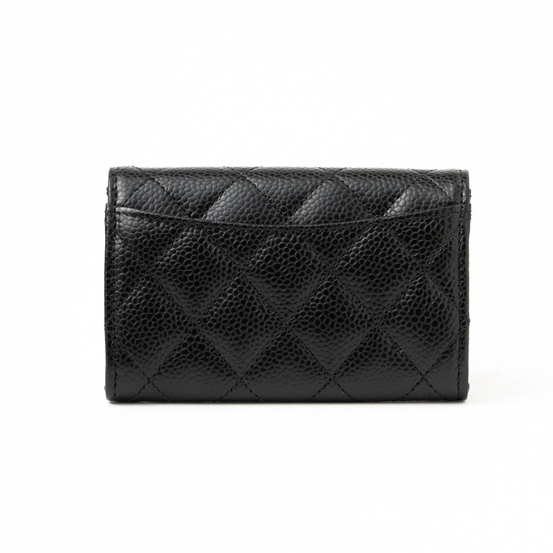Chanel Classic Flap Card Holder Caviar Black SHW (Hologram)