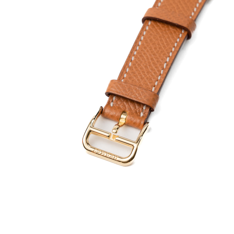 Hermes Heure H watch, Small Model 25mm Yellow Gold With Gold Strap