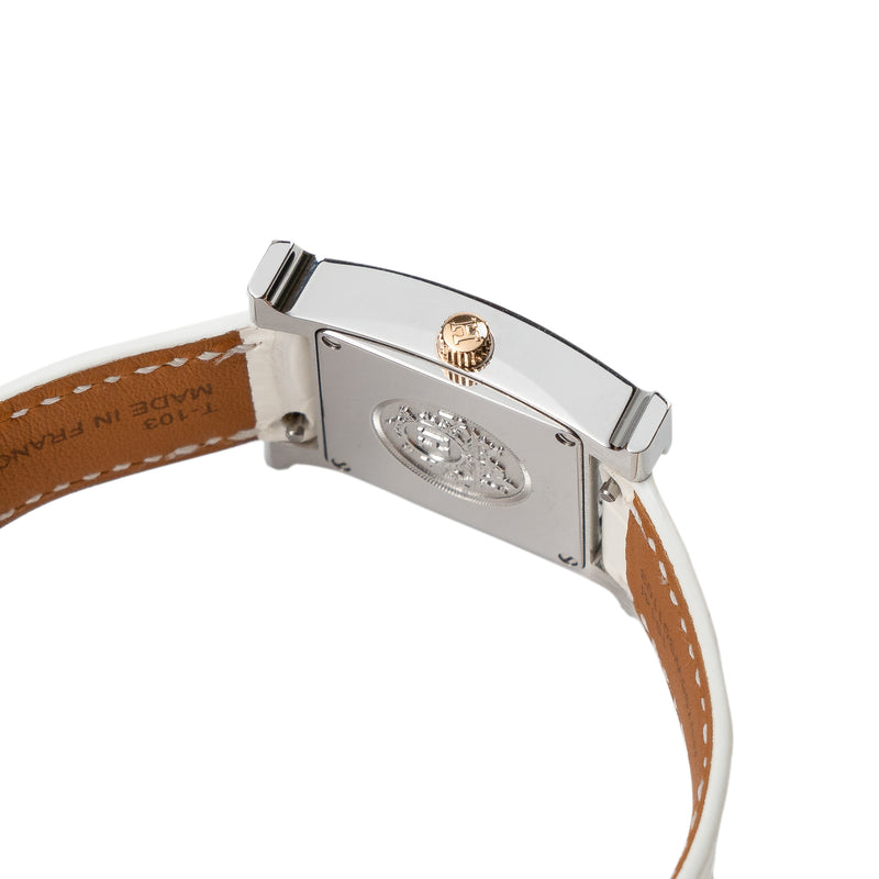 Hermes Heure H Watch, Small model, 25 mm Watch White Alligator Strap